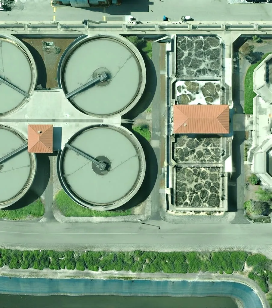 下水処理場の空撮